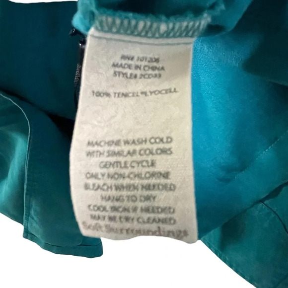 Soft Surroundings Button Down 3/4 Sleeve Tunic Teal Women’s Size Small Pockets - Picture 5 of 6